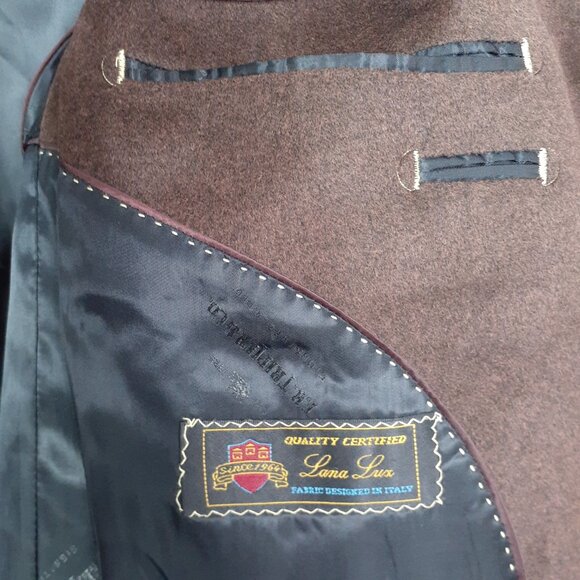 FR Tripler Mens 3 Button Sport Coat Jacket 44L Cashmere Feel Brown 682A - Picture 5 of 9